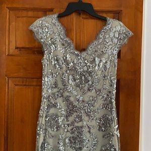 Tadashi Shoji Silver Dress Size 4